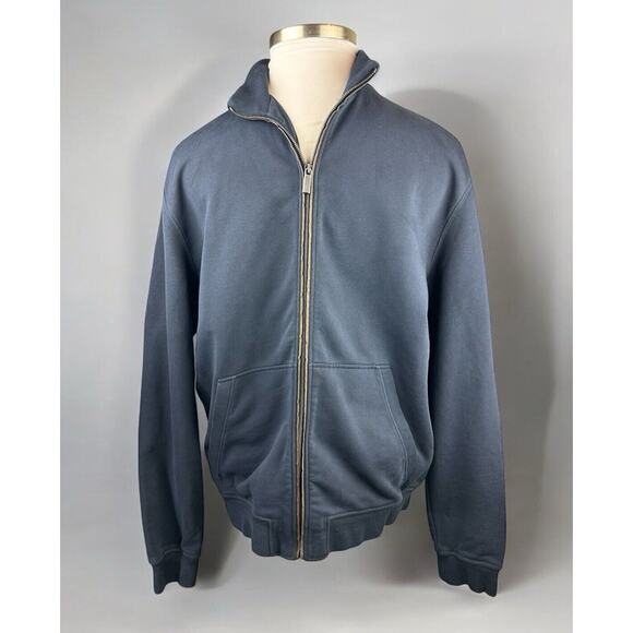 Ermenegildo Zegna Other - Ermenegildo Zegna Full Zip Up Suede Trim Sweatshirt Navy Sweater Jacket Men's XL